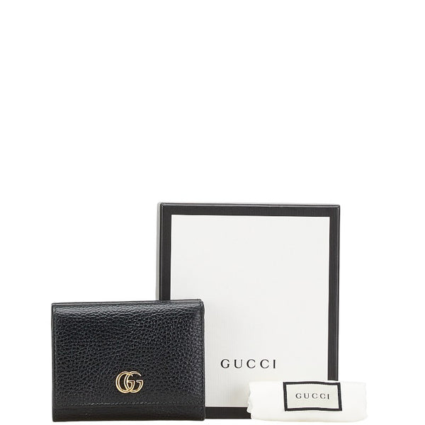 グッチ GGマーモント ダブルG 三つ折り財布 コンパクトウォレット   474746 ブラック レザー レディース GUCCI 【中古】