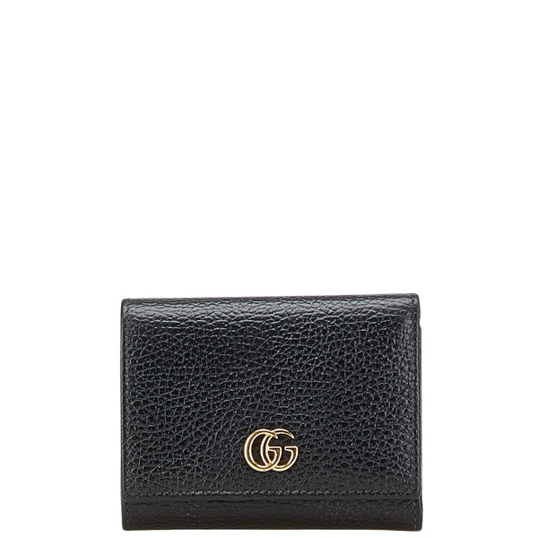グッチ GGマーモント ダブルG 三つ折り財布 コンパクトウォレット   474746 ブラック レザー レディース GUCCI 【中古】