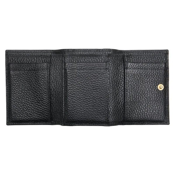 グッチ GGマーモント ダブルG 三つ折り財布 コンパクトウォレット   474746 ブラック レザー レディース GUCCI 【中古】