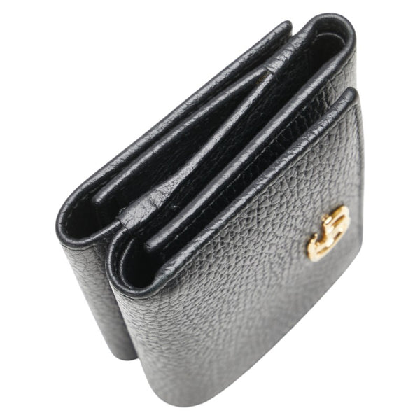 グッチ GGマーモント ダブルG 三つ折り財布 コンパクトウォレット   474746 ブラック レザー レディース GUCCI 【中古】
