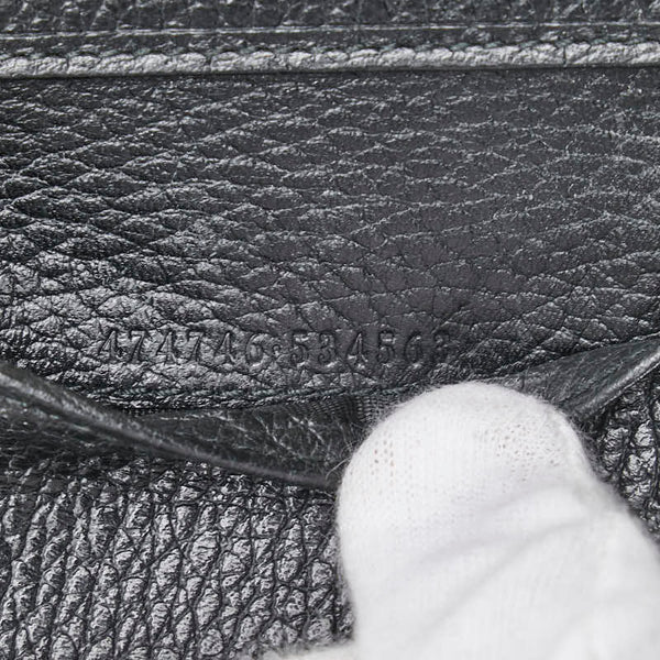 グッチ GGマーモント ダブルG 三つ折り財布 コンパクトウォレット   474746 ブラック レザー レディース GUCCI 【中古】