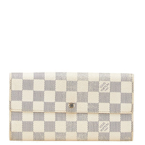 ルイ ヴィトン ダミエ アズール ポルトフォイユ サラ 長財布 N61735 ホワイト PVC レザー レディース LOUIS VUITTON 【中古】