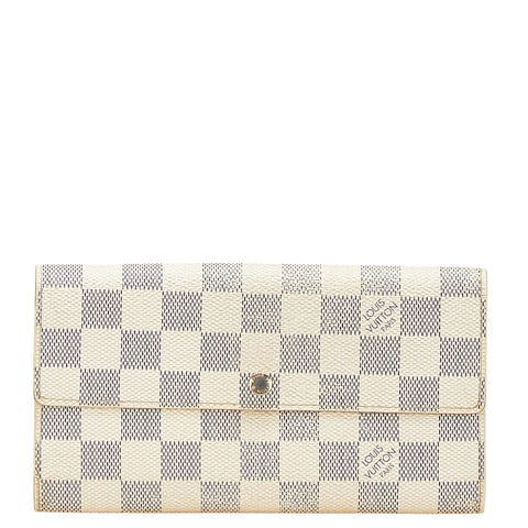 ルイ ヴィトン ダミエ アズール ポルトフォイユ サラ 長財布 N61735 ホワイト PVC レザー レディース LOUIS VUITTON 【中古】