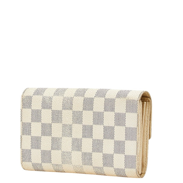 ルイ ヴィトン ダミエ アズール ポルトフォイユ サラ 長財布 N61735 ホワイト PVC レザー レディース LOUIS VUITTON 【中古】