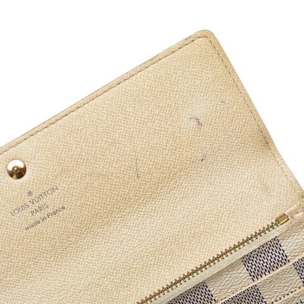 ルイ ヴィトン ダミエ アズール ポルトフォイユ サラ 長財布 N61735 ホワイト PVC レザー レディース LOUIS VUITTON 【中古】