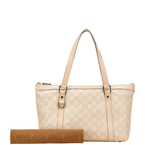 グッチ グッチシマ トートバッグ 141470 ベージュ ピンク レザー レディース GUCCI 【中古】