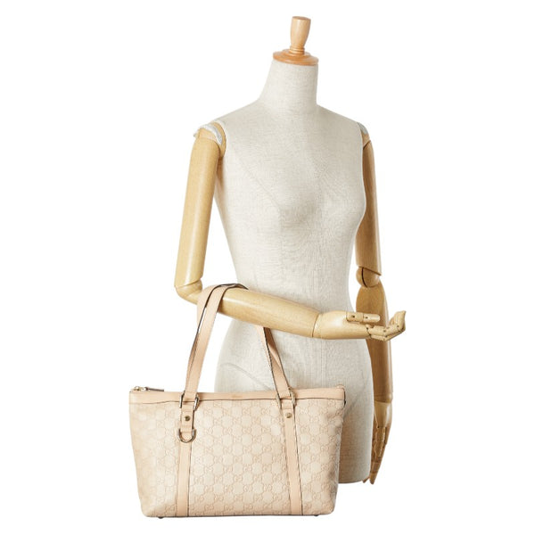 グッチ グッチシマ トートバッグ 141470 ベージュ ピンク レザー レディース GUCCI 【中古】