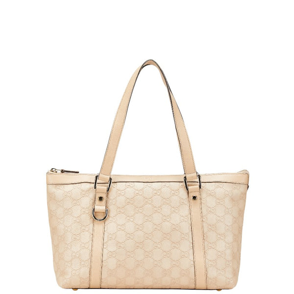 グッチ グッチシマ トートバッグ 141470 ベージュ ピンク レザー レディース GUCCI 【中古】
