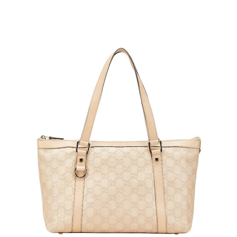 グッチ グッチシマ トートバッグ 141470 ベージュ ピンク レザー レディース GUCCI 【中古】