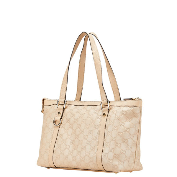 グッチ グッチシマ トートバッグ 141470 ベージュ ピンク レザー レディース GUCCI 【中古】