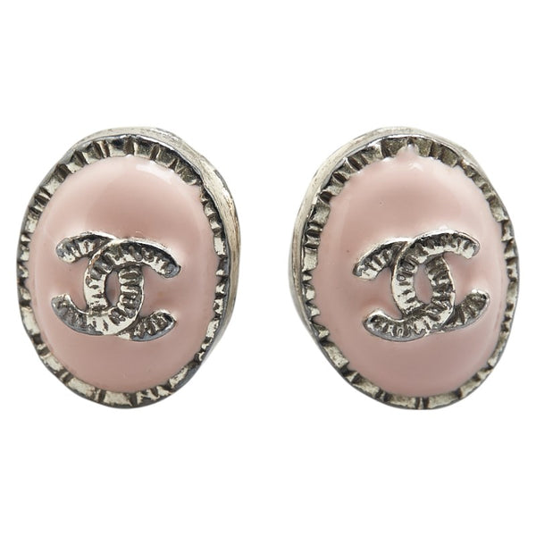シャネル ココマーク オーバル ピアス シルバー ピンク メタル レディース CHANEL 【中古】