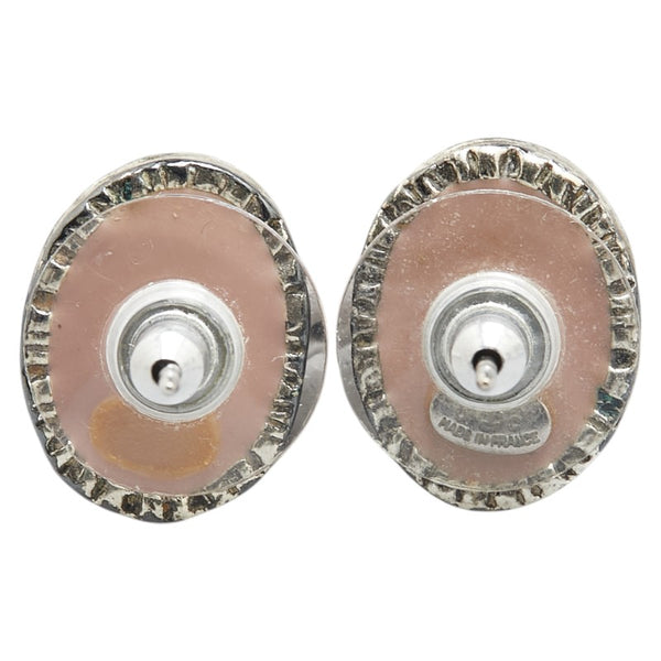 シャネル ココマーク オーバル ピアス シルバー ピンク メタル レディース CHANEL 【中古】