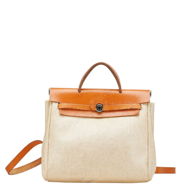 エルメス エールバッグ アドPM リュック バックパック ベージュ ブラウン トワルアッシュ レザー レディース HERMES 【中古】
