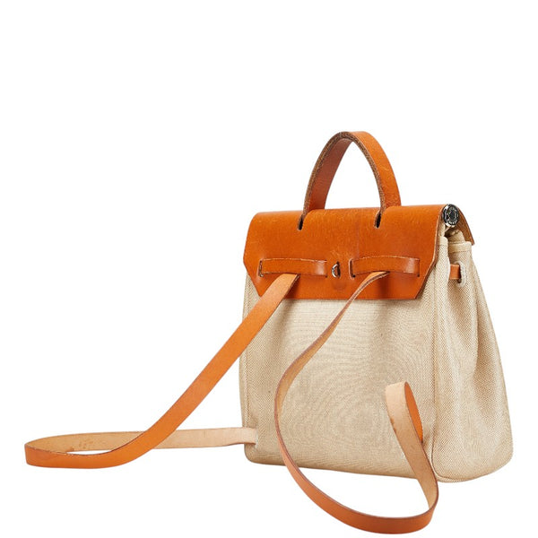 エルメス エールバッグ アドPM リュック バックパック ベージュ ブラウン トワルアッシュ レザー レディース HERMES 【中古】