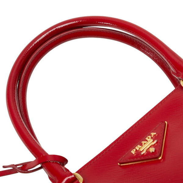 プラダ 三角ロゴプレート ハンドバッグ レッド パテントレザー レディース PRADA 【中古】