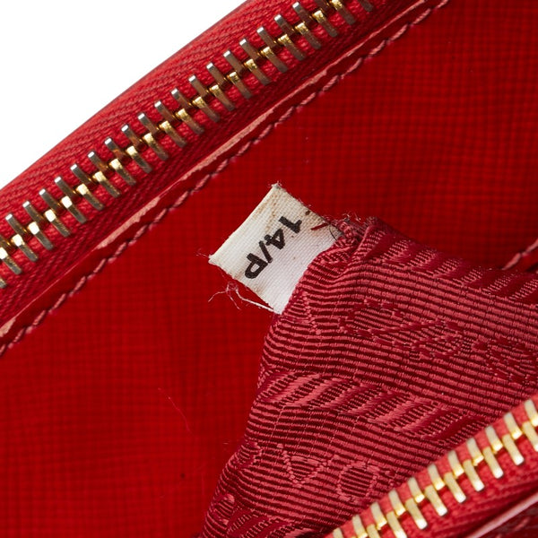 プラダ 三角ロゴプレート ハンドバッグ レッド パテントレザー レディース PRADA 【中古】