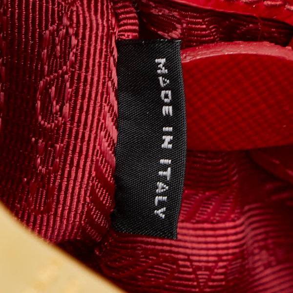 プラダ 三角ロゴプレート ハンドバッグ レッド パテントレザー レディース PRADA 【中古】