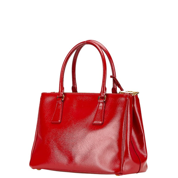 プラダ 三角ロゴプレート ハンドバッグ レッド パテントレザー レディース PRADA 【中古】