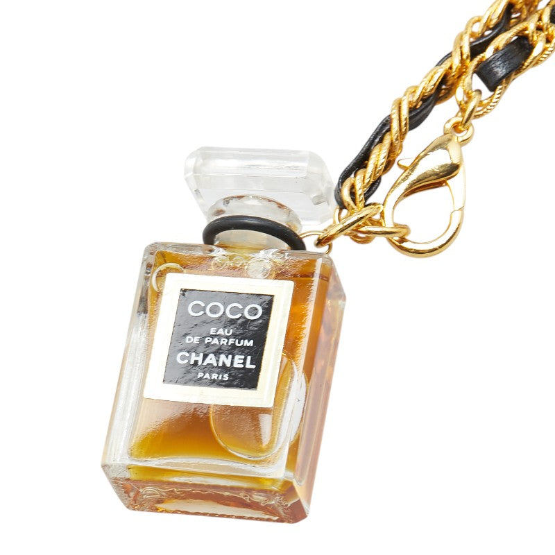 シャネル COCO 香水 オードパルファム ネックレス ゴールド ブラック ブラウン メッキ レザー レディース CHANEL 【中古】