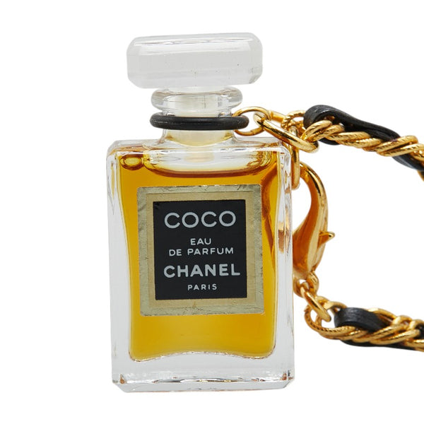 シャネル COCO 香水 オードパルファム ネックレス ゴールド ブラック ブラウン メッキ レザー レディース CHANEL 【中古】