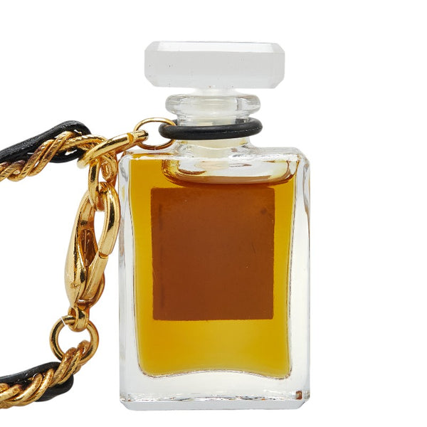 シャネル COCO 香水 オードパルファム ネックレス ゴールド ブラック ブラウン メッキ レザー レディース CHANEL 【中古】