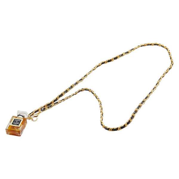 シャネル COCO 香水 オードパルファム ネックレス ゴールド ブラック ブラウン メッキ レザー レディース CHANEL 【中古】
