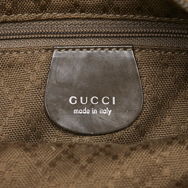 グッチ バンブー ハンドバッグ ショルダーバッグ 2WAY 000 2404 0509 ブラウン カーキ ナイロン レザー レディース GUCCI 【中古】