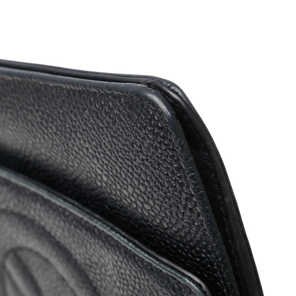 シャネル ココマーク 二つ折り財布 ブラック キャビアスキン レディース CHANEL 【中古】