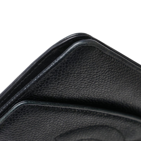 シャネル ココマーク 二つ折り財布 ブラック キャビアスキン レディース CHANEL 【中古】