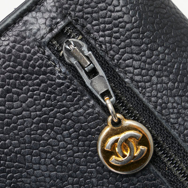 シャネル ココマーク 二つ折り財布 ブラック キャビアスキン レディース CHANEL 【中古】