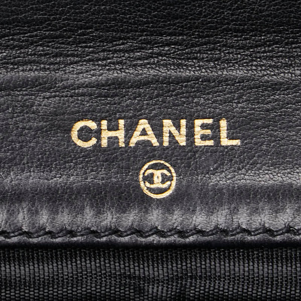 シャネル ココマーク 二つ折り財布 ブラック キャビアスキン レディース CHANEL 【中古】
