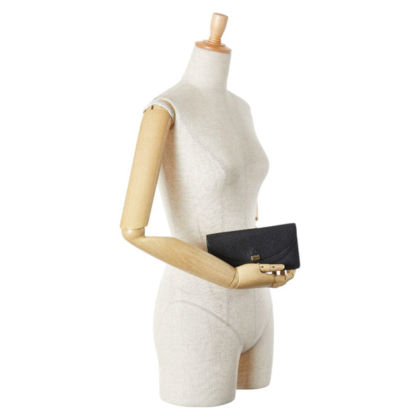 クロエ ジョージア ダブルフラップ 長財布 ブラック レザー レディース Chloe 【中古】