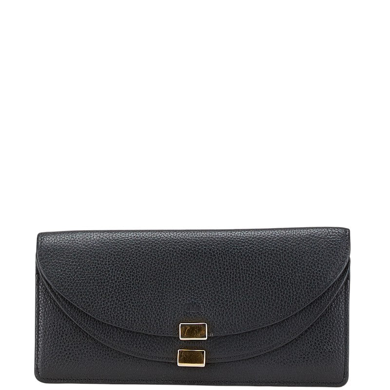クロエ ジョージア ダブルフラップ 長財布 ブラック レザー レディース Chloe 【中古】
