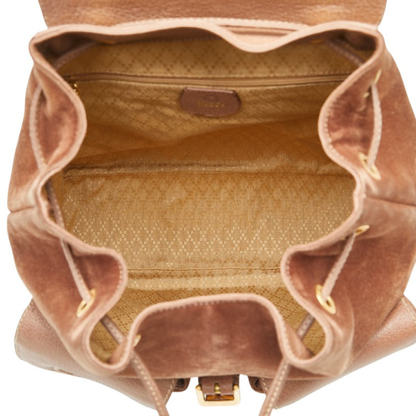 グッチ バンブー リュック バックパック 003 1998 0016 ブラウン スウェード レザー レディース GUCCI 【中古】