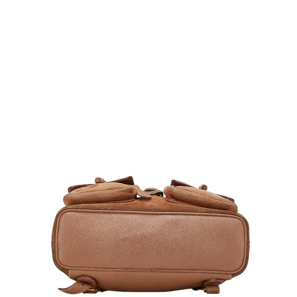 グッチ バンブー リュック バックパック 003 1998 0016 ブラウン スウェード レザー レディース GUCCI 【中古】