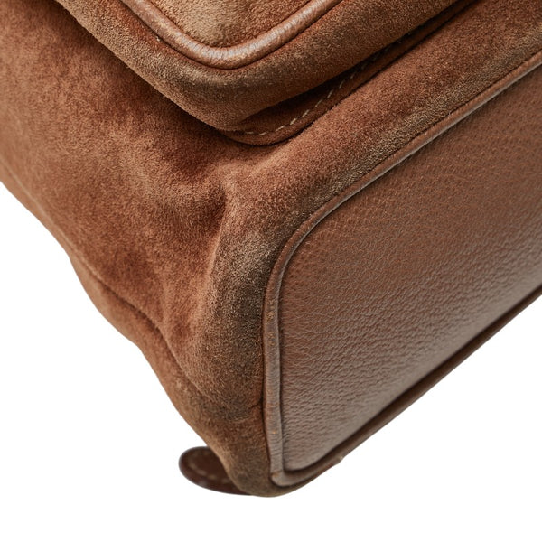 グッチ バンブー リュック バックパック 003 1998 0016 ブラウン スウェード レザー レディース GUCCI 【中古】