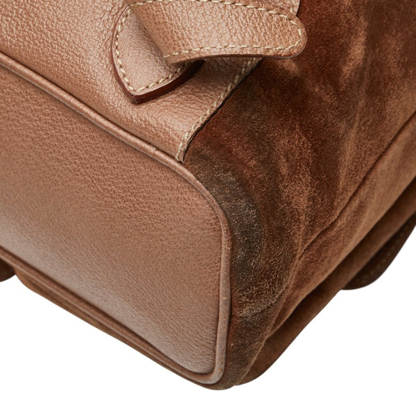 グッチ バンブー リュック バックパック 003 1998 0016 ブラウン スウェード レザー レディース GUCCI 【中古】