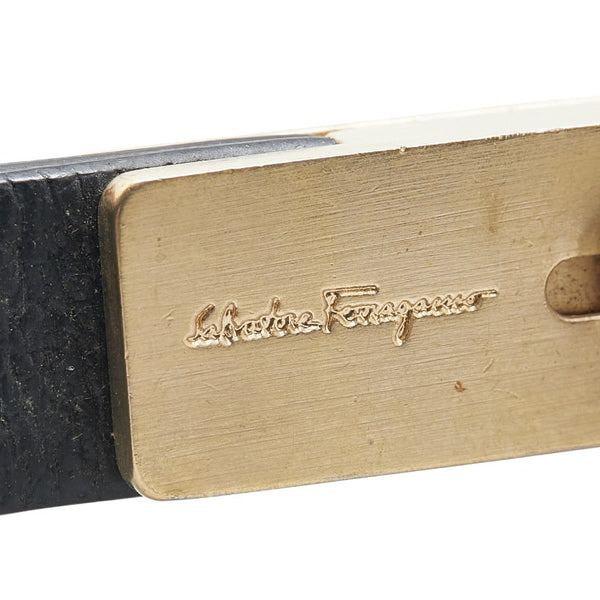 サルヴァトーレフェラガモ キーホルダー ゴールド ブラック メッキ レザー メンズ Salvatore Ferragamo 【中古】