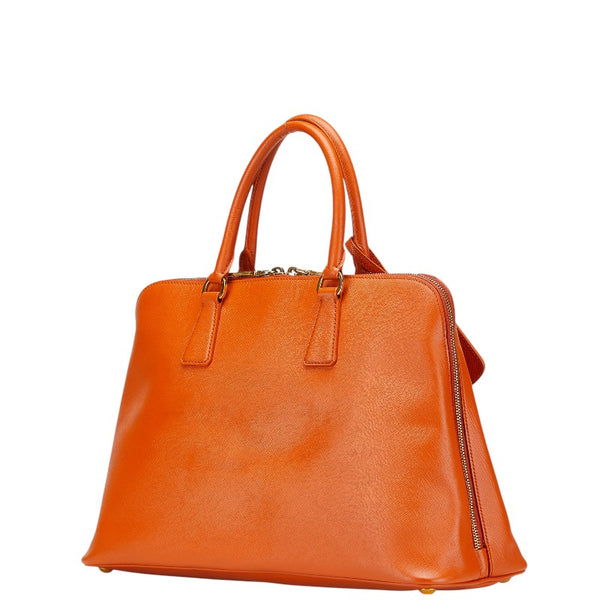 プラダ 三角ロゴプレート ハンドバッグ オレンジ レザー レディース PRADA 【中古】
