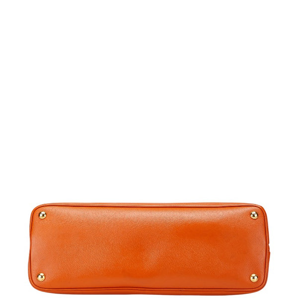 プラダ 三角ロゴプレート ハンドバッグ オレンジ レザー レディース PRADA 【中古】