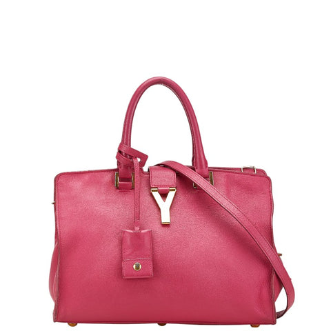 サンローラン プチカバス Yライン ハンドバッグ ショルダーバッグ 2WAY ピンク レザー レディース SAINT LAURENT 【中古】