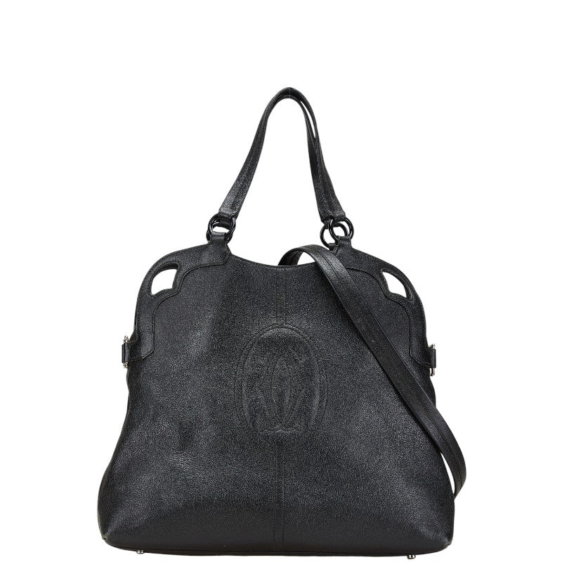 カルティエ マルチェロ ハンドバッグ ショルダーバッグ2WAY ブラック レザー レディース CARTIER 【中古】