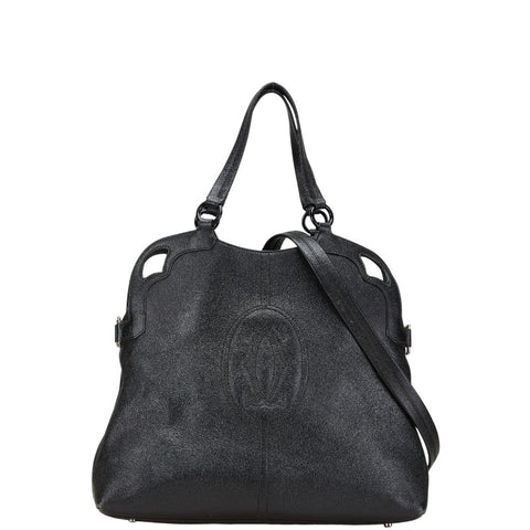 カルティエ マルチェロ ハンドバッグ ショルダーバッグ2WAY ブラック レザー レディース CARTIER 【中古】