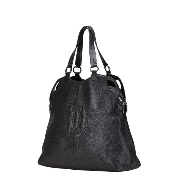 カルティエ マルチェロ ハンドバッグ ショルダーバッグ2WAY ブラック レザー レディース CARTIER 【中古】