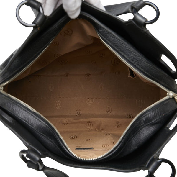 カルティエ マルチェロ ハンドバッグ ショルダーバッグ2WAY ブラック レザー レディース CARTIER 【中古】