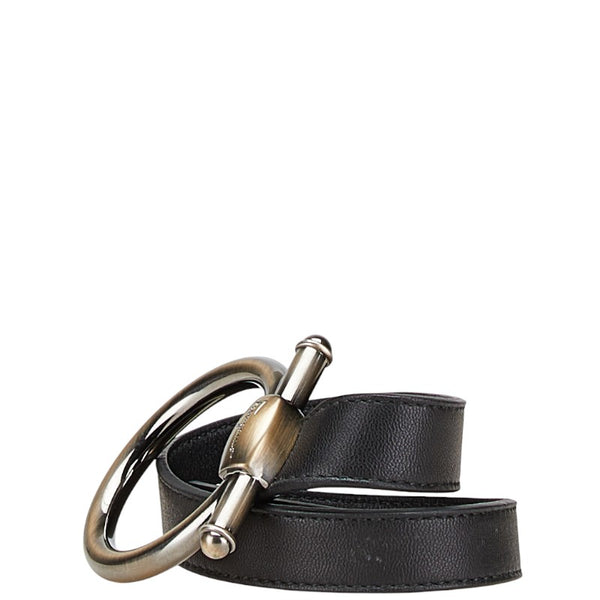 サルヴァトーレフェラガモ ガンチーニ ベルト ブラック シルバー レザー メタル レディース Salvatore Ferragamo 【中古】