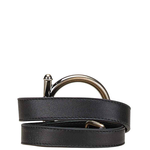 サルヴァトーレフェラガモ ガンチーニ ベルト ブラック シルバー レザー メタル レディース Salvatore Ferragamo 【中古】