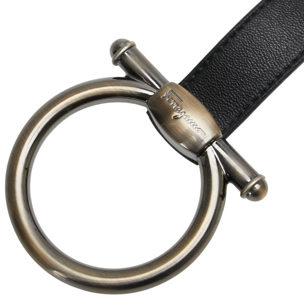 サルヴァトーレフェラガモ ガンチーニ ベルト ブラック シルバー レザー メタル レディース Salvatore Ferragamo 【中古】