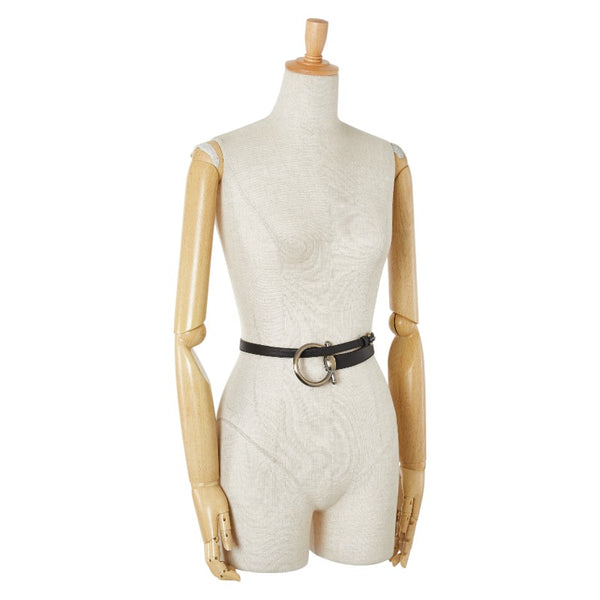 サルヴァトーレフェラガモ ガンチーニ ベルト ブラック シルバー レザー メタル レディース Salvatore Ferragamo 【中古】