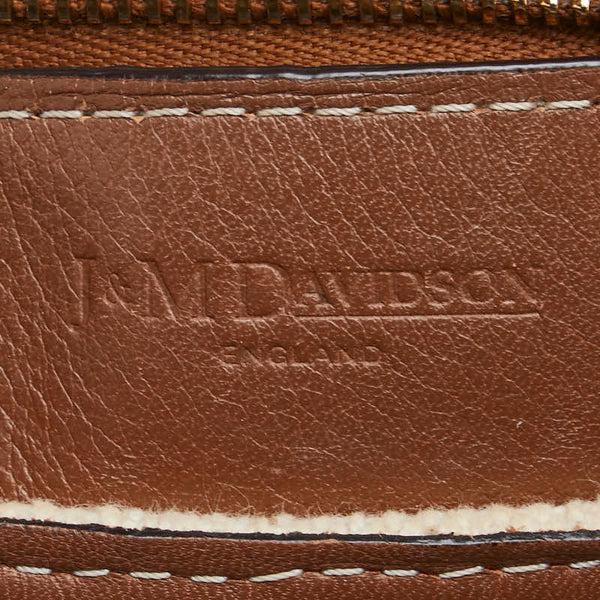 ジェイアンドエムデヴィッドソン 斜め掛け ショルダーバッグ アイボリー ブラウン キャンバス レザー レディース J&M Davidson 【中古】